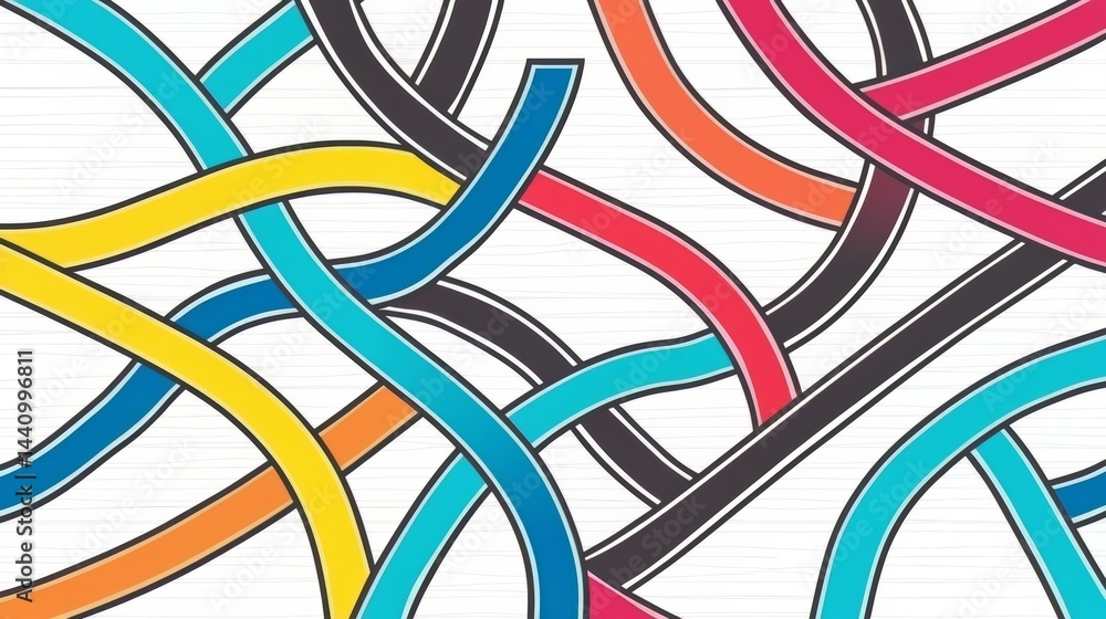 Aufkleber colorful, multi-colored, and twisted line drawing of a bunch of different colored lines. the lines a