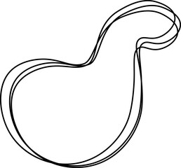 Abstract organic shape with fluid, wavy contours, featuring an unrefined organic shape outlined with dynamic flowing lines.