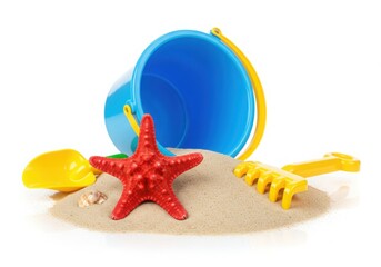Beach toys with sand and starfish object