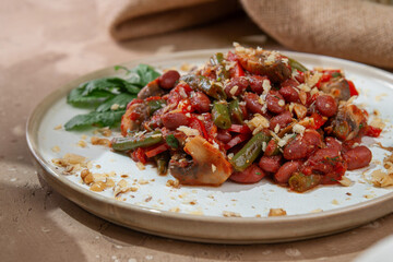 Warm Salad with Red Beans, Green Beans and Walnuts