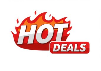 Hot deals text with flame vector graphic