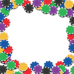 Casino Chips Scattered Around Border of Square Frame