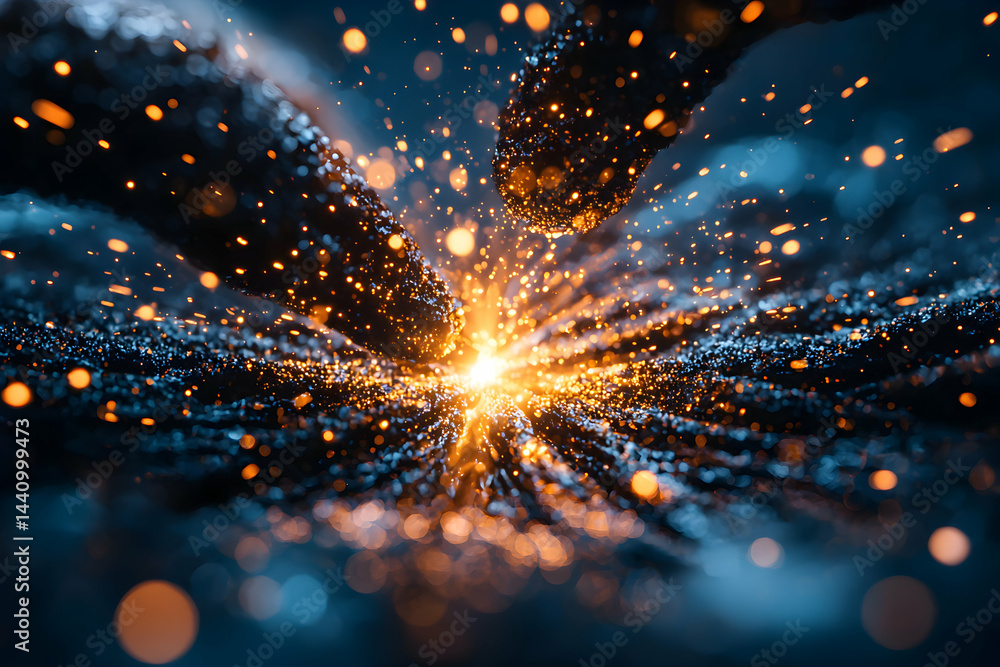 Aufkleber abstract artwork showcasing brilliant sparks and glowing light. ideal for science fiction or tech-re