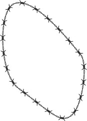 Rounded shape with a wavy barbed wire border creating a smooth fluid appearance.