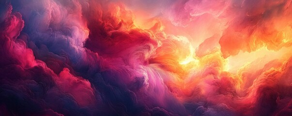 Fototapeta premium Vibrant abstract view of swirling colorful clouds.