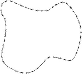 Barbed wire arranged in a soft, curved form with smooth transitions between curves.