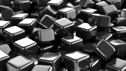 Shiny black cubes tightly packed together