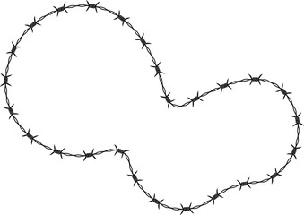 Barbed wire forming a curved shape with a fluid motion design.