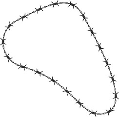 Barbed wire forming an organic and irregular figure.