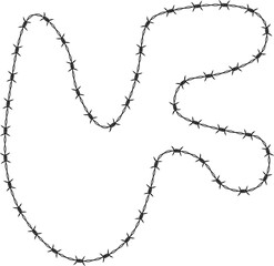Barbed wire forming a minimal and fluid design.