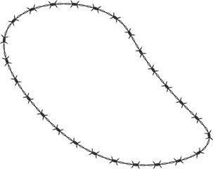 Barbed wire in a smooth organic curved shape resembling a free-flowing abstract contour.