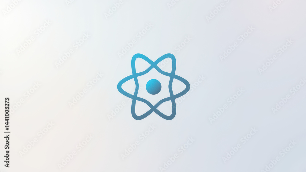 Poster an atomic symbol with an orbiting electron, representing scientific concepts like atoms or nuclear p