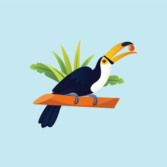 Vector illustration of colorful cartoon sketch Tucan bird icon 