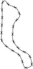 Smooth abstract shape featuring a curved barbed wire pattern forming an even, rounded structure.