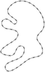 Curved shape with barbed wire pattern, soft abstract