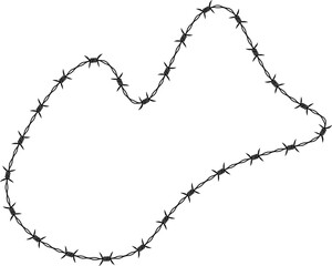 Curved shape with barbed wire pattern, soft irregular figure
