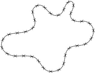 Curved shape with barbed wire pattern, splash abstract shape