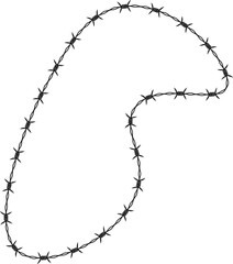 Curved shape with barbed wire pattern, stylized fluid form