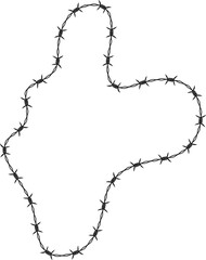 Curved shape with barbed wire pattern, unique liquid shape