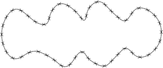 Curved shape with barbed wire pattern, unique abstract blob