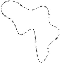 Curved shape with barbed wire pattern, unstructured blob shape