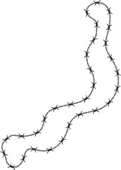 Curved shape with barbed wire pattern, wavy flowing element