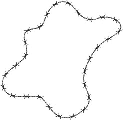 Curved shape with barbed wire pattern, wavy organic form