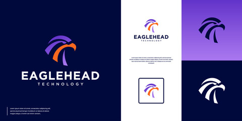 abstract eagle head outline, symbol of power, smart technology, vector design illustration.