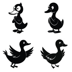 Set of simple duck silhouette minimalist vector file