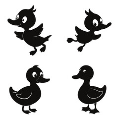 Set of simple duck silhouette minimalist vector file