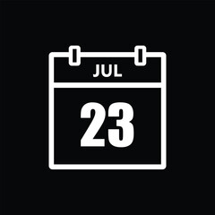 calender icon, 23 july icon with black background