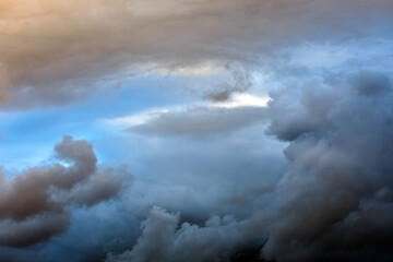 Gloomy and dramatic clouds before a violent storm