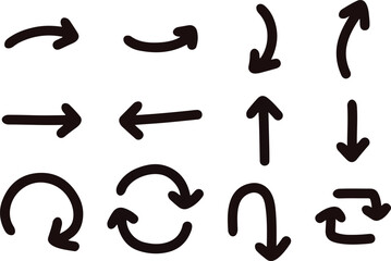 ベクターのペンの手書きの矢印セット 黒 矢印ハート装飾要素線画手描きスケッチ