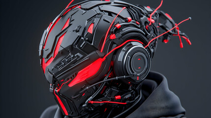 Futuristic helmet design.  Application suggestion:  concept art video games cyberpunk themes sci-fi visual effects tech design.