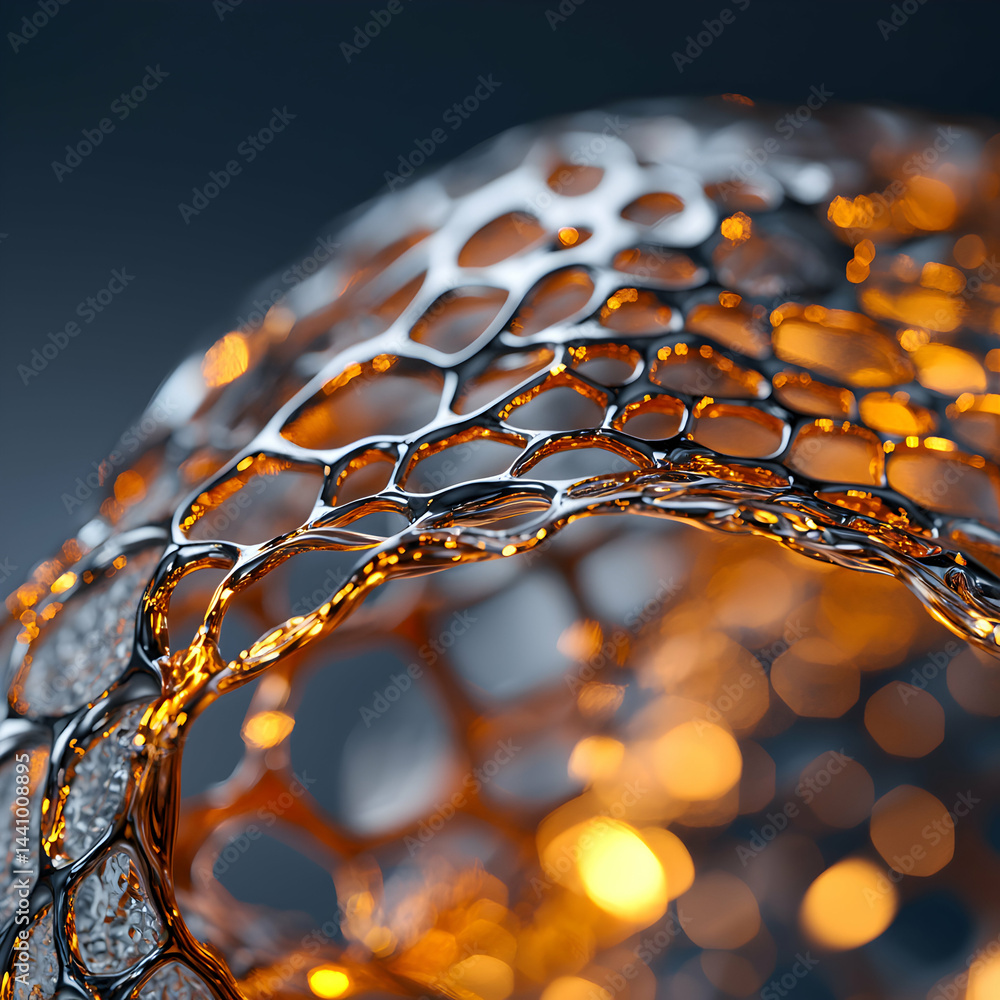 Poster abstract metallic structure illuminated by warm light. excellent for futuristic designs or scientifi