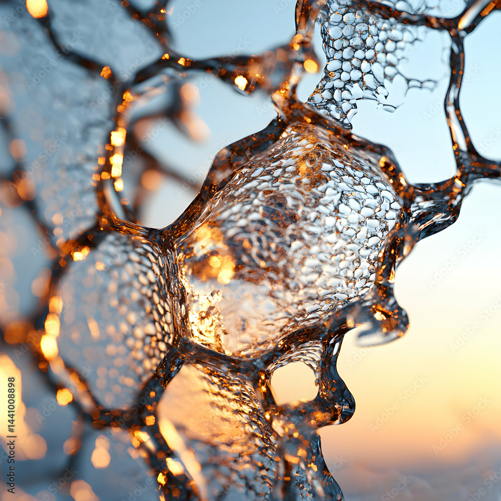 Poster abstract rendering of fluid structures and light effects. suitable for futuristic designs science ba