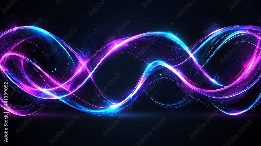 Poster purple and blue wave of light. the light is bright and colorful. the light is moving and flowing