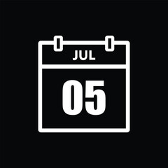 calender icon, 02 july icon with black background