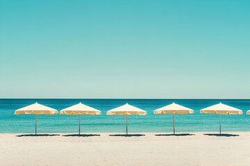 beach with umbrellas