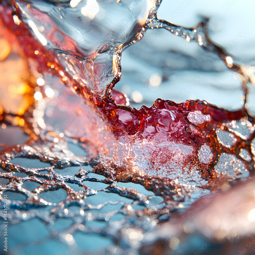Poster abstract macro image of a liquid splash. use it for science presentations abstract art projects. ide