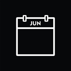 calender icon, june icon with black background