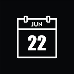 Fototapeta premium calender icon, 22 june icon with black background