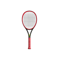 Red and Black Tennis Racquet Isolated on Transparent Background