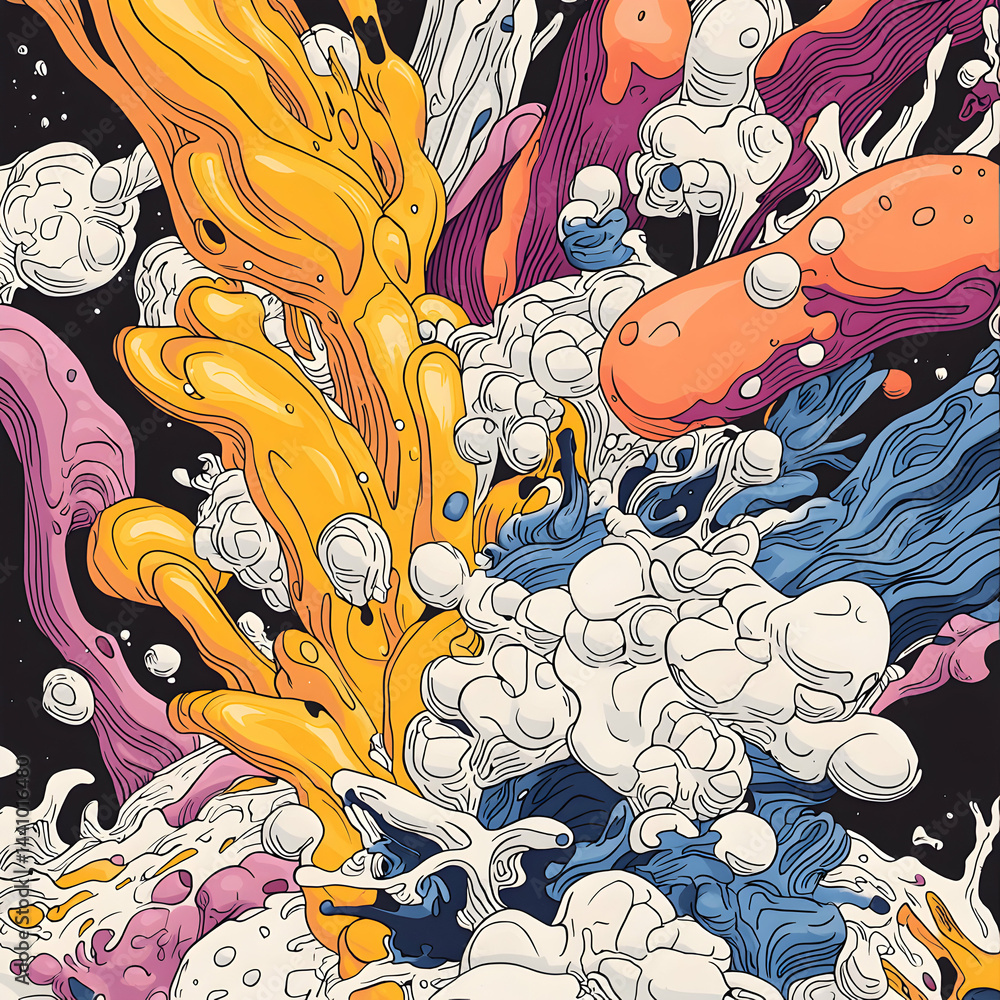 Poster abstract art bursting with color and shape. great for posters or album art designs. invokes a sense 