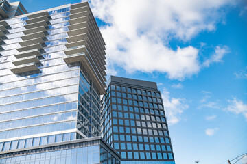 high-rise glass and concrete office building in Reston, Virginia.