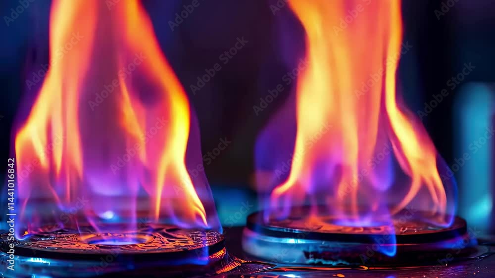 Poster creative use of fire in a vibrant display with flames dancing above glowing metal surfaces showcasin