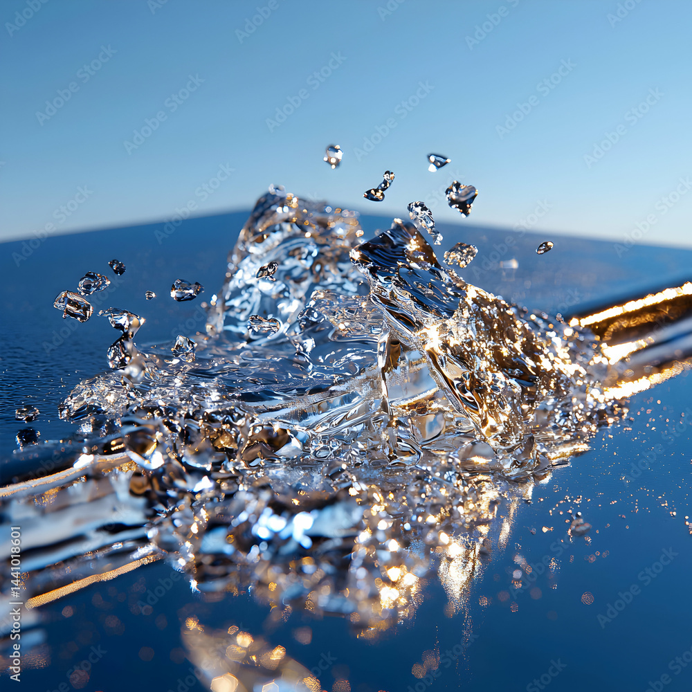 Poster a stunning artistic rendering of water splash. captures the dynamics and beauty of fluid. suitable f
