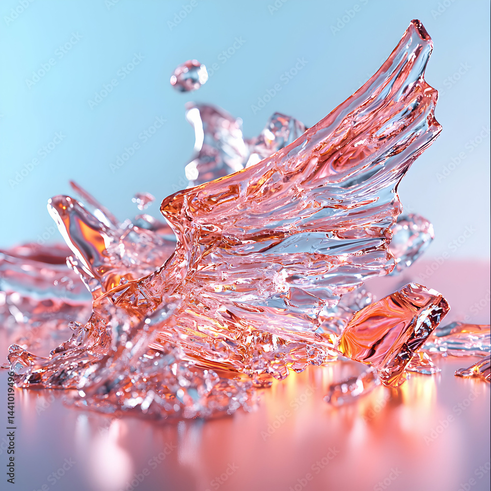 Poster a stunning abstract image of crystalline structures in pink and blue. could be used for artistic bac