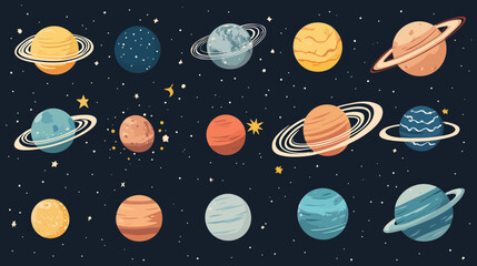 Solar system planets illustrated with simple icons A  design perfect for space-themed projects  - 