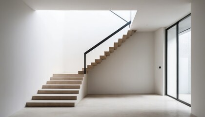 Modern homes feature empty stairs, a light-filled architectural design that connects floors and halls within the interior spaces of the home.